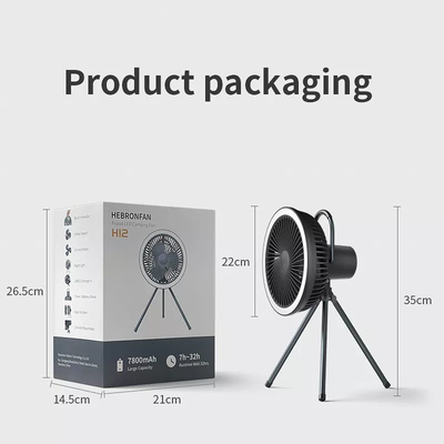 Outdoor Portable Tripod Stand Fan Electric Battery Powered With Light Timing ODM OEM